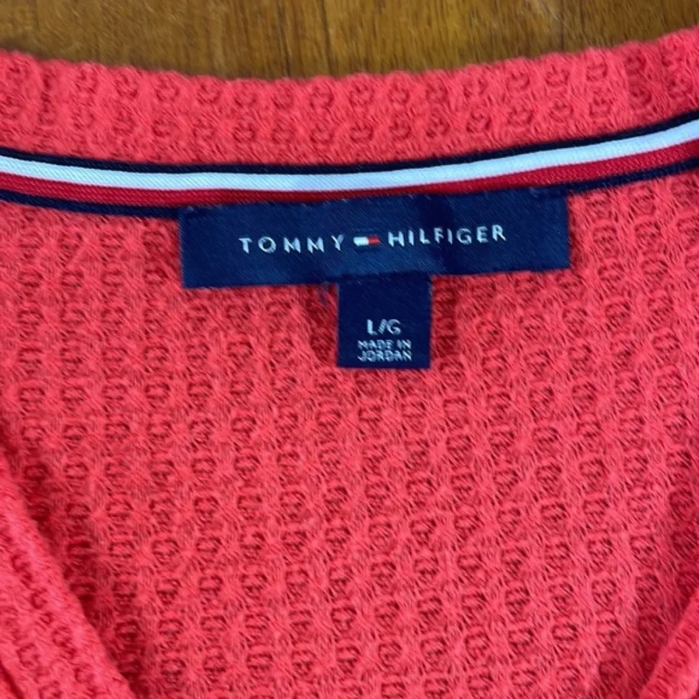 Tommy Hilfiger coral red, waffle knit drop shoulder cardigan - Picture 4 of 7